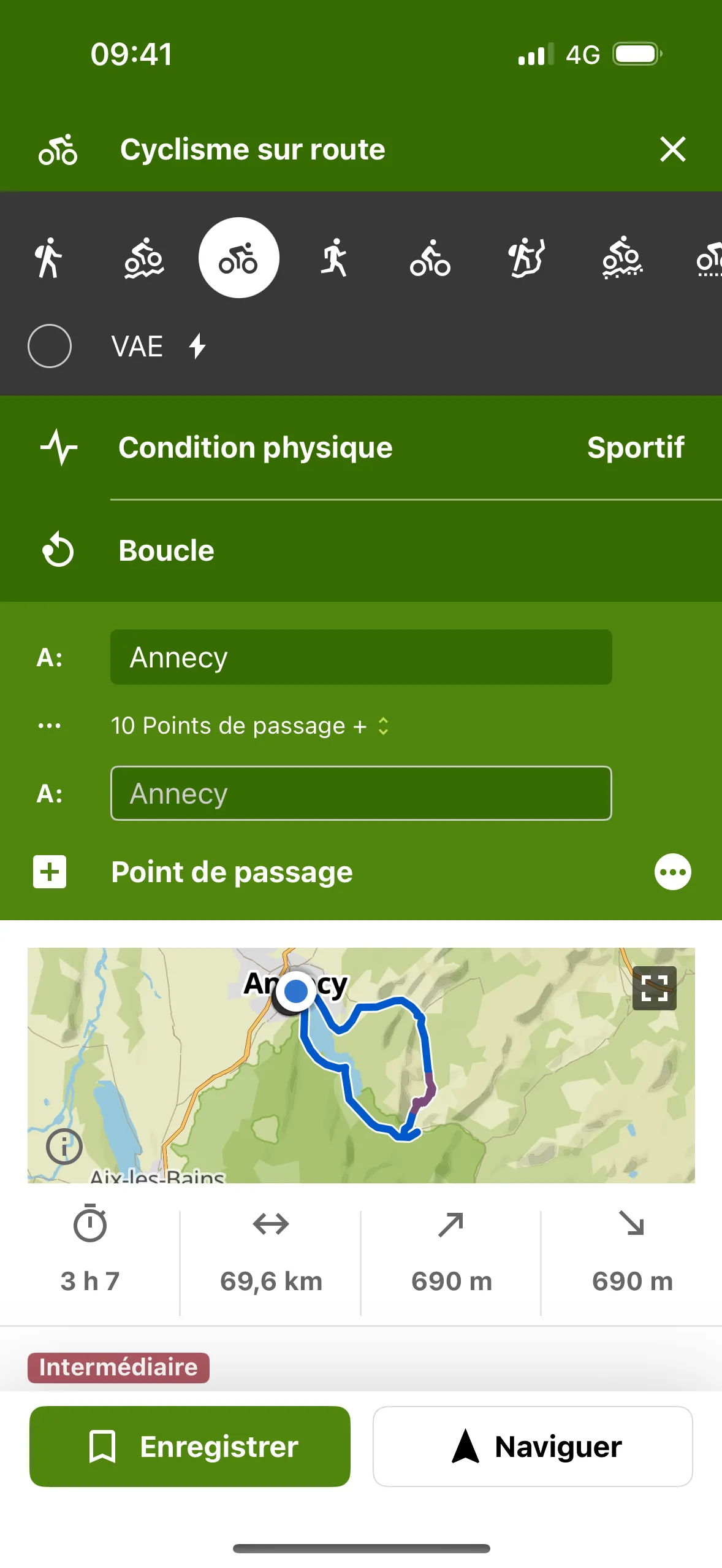 Le planificateur d’itinéraire Komoot en cyclisme sur route